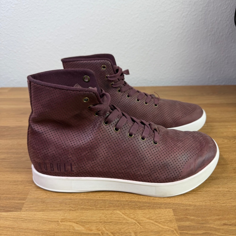 NOBULL High-Top Court Trainer Deep Burgundy Perforated Leather Size 8‎